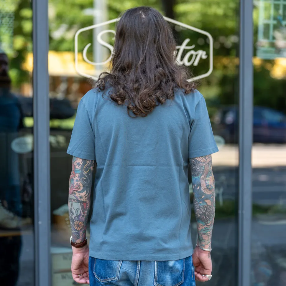 9 Ounce Pocket T-Shirt Faded Blue