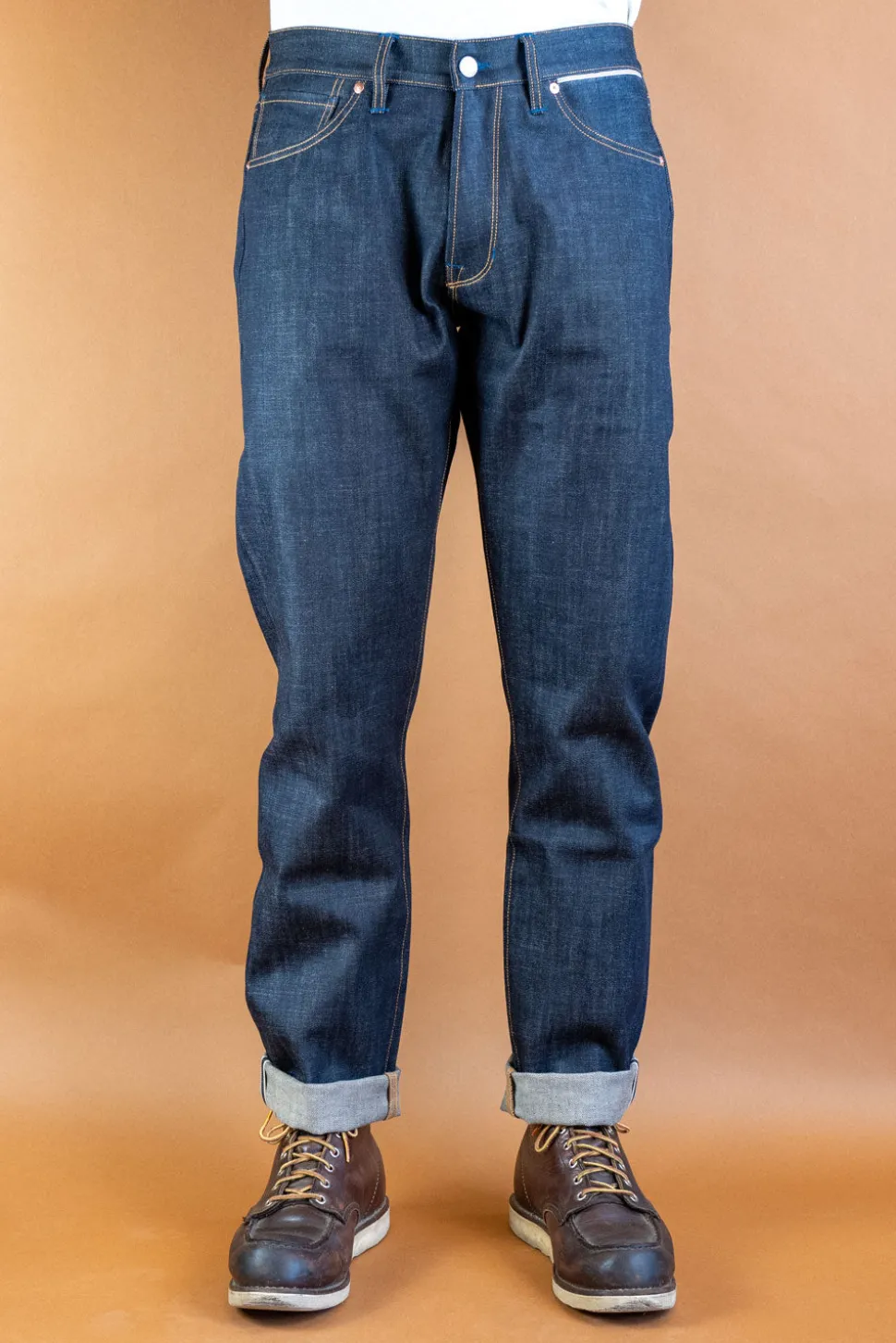 B-04 Relaxed Jeans 13 oz. Brown Cotton Selvedge
