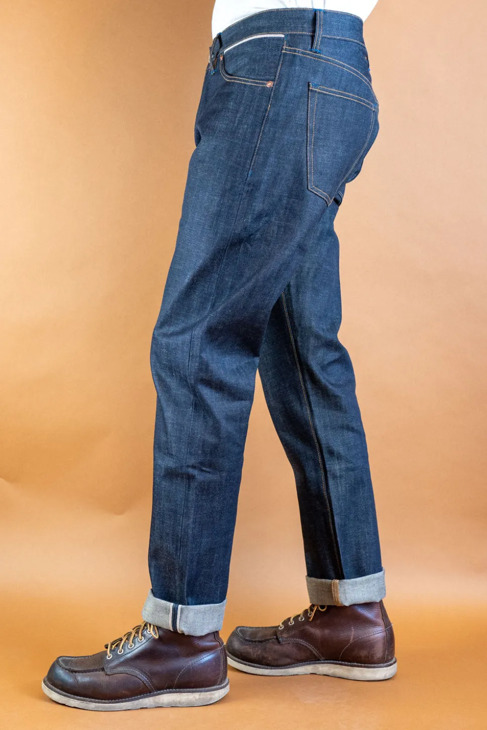 B-04 Relaxed Jeans 13 oz. Brown Cotton Selvedge