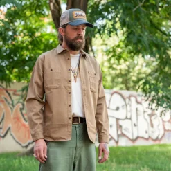 BWS02 Utility Shirt 8oz. Herringbone Brown