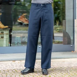 Carlo Trousers Eco Flannel Striped Navy