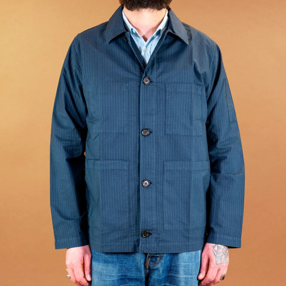 Coverall Jacket in Navy Nearly Pinstripe Navy