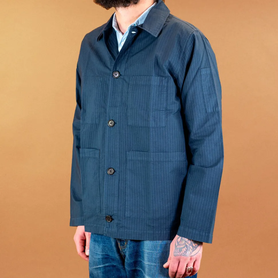 Coverall Jacket in Navy Nearly Pinstripe Navy