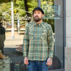 Dollard Shirt Herringbone Check Green/Yellow