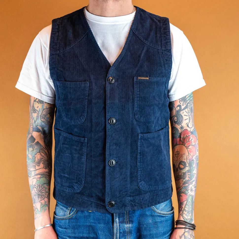 Fisherman Vest Corduroy Blue