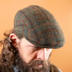 Flatcap Herringbone Harris Tweed Green