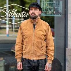 G9 Harrington Suede Jacket Tobacco