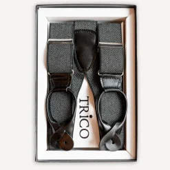 Hosenträger 36mm breit mit Rollzug Schwarz Fischgrat