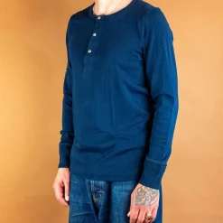 Knopfleistenhemd Langarm Inkblue