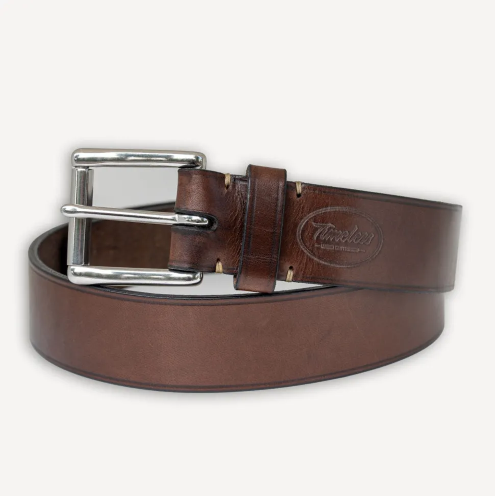 Ledergürtel 40er mit Edelstahlschnalle Braun