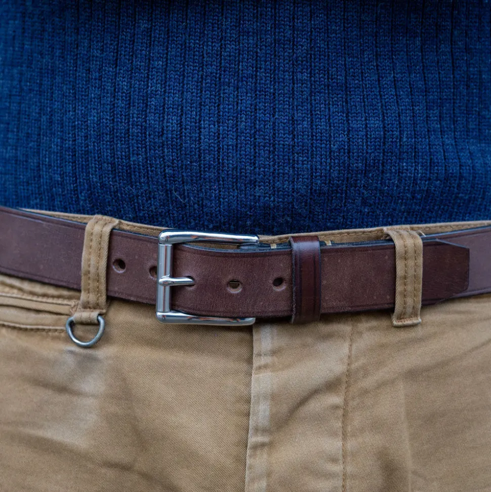 Ledergürtel 40er mit Edelstahlschnalle Braun