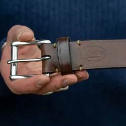 Ledergürtel 40er mit Edelstahlschnalle Braun