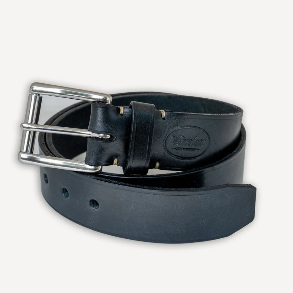 Ledergürtel 40er mit Edelstahlschnalle Schwarz