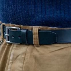 Ledergürtel 40er mit Edelstahlschnalle Schwarz