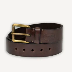 Ledergürtel 40er mit Messingschnalle Braun