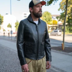 Lederjacke im Fliegerjackenstil Horsehide Black