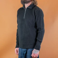 Navy Half Zip Pullover Black