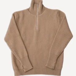 Navy Half Zip Pullover Camel