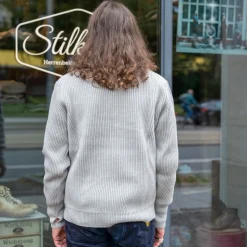 Navy Half Zip Pullover Light Grey