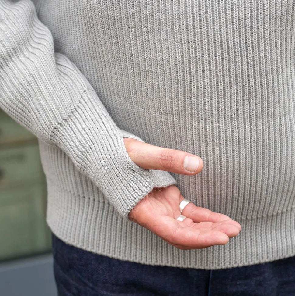 Navy Half Zip Pullover Light Grey