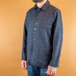 Norfolk Bakers Jacket In Navy Fine Wool Check
