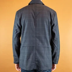 Norfolk Bakers Jacket In Navy Fine Wool Check