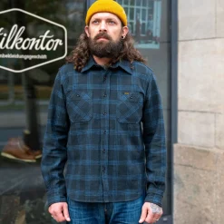 12oz. Slubby Heavy Flannel Work Shirt IHSH-408-BLK Black