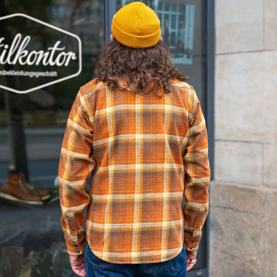 12oz. Slubby Heavy Flannel Western Shirt IHSH-399-ORA Orange