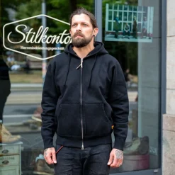 14oz Ultra Heavyweight Loopwheel Cotton Zip Up Hoodie Black