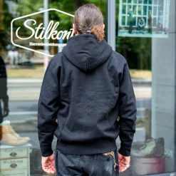 14oz Ultra Heavyweight Loopwheel Cotton Zip Up Hoodie Black