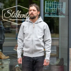 14oz Ultra Heavyweight Loopwheel Cotton Zip Up Hoodie Grey