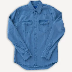 Schmales Blaumann Hemd überfärbt blau