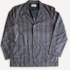 Three Button Jacket Twist Wool Check Brown