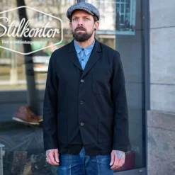 Three Button Jacket Valencia Cotton Black