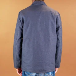 Three Poket Jacket Linen Mix Puppytooth Navy