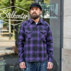 Ultra Heavy Flannel Ombré Check Western Shirt IHSH-130-PUR Purple