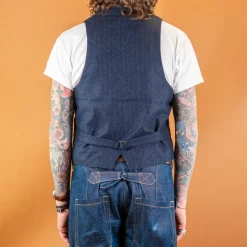 Wool Vest Striped Blue