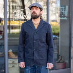 Work Blazer Herringbone Twill Navy