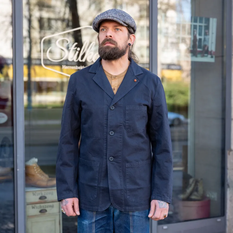 Work Blazer Herringbone Twill Navy